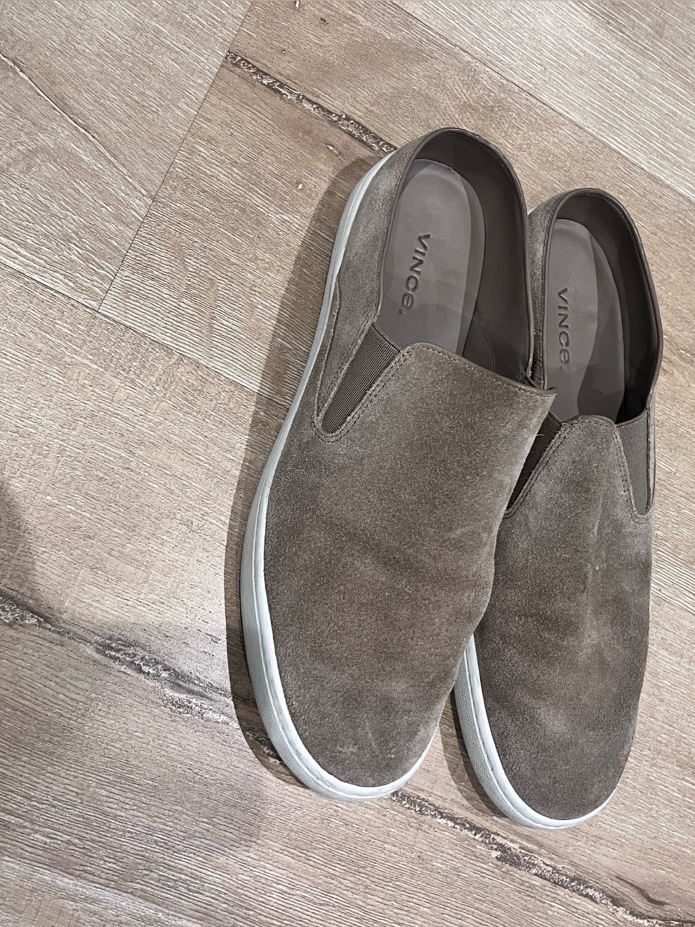 Vince Taupe Suede Slip-On Sneakers
